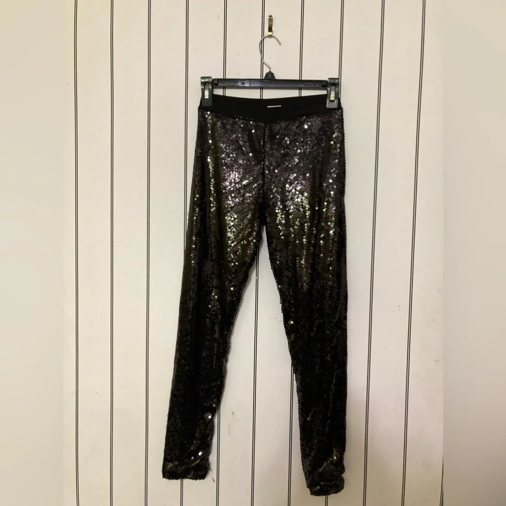 Black sequin skinny fit pants jr lg size - Picture 1 of 2